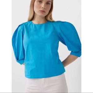 NWT - Stradivarius Puff Shoulder 3/4 Sleeve Blue